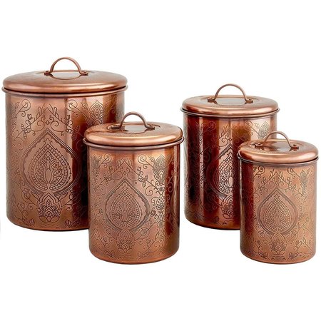 NUSTEEL Nusteel TG-916AC-2 2 qt. Etched Antique Copper Canister TG-916AC-2